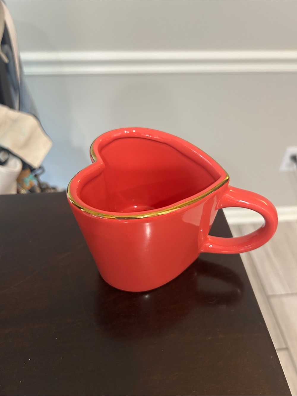 Target Red Heart Mug with Gold Trim